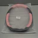 INEBIZ Universal Car Steering Wheel Cover Microfiber Leather Viscose Multi-Element Stitching (Black&Pink, D)