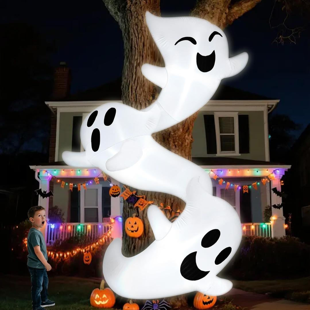 JOYIN 8ft Tall Halloween Inflatables Outdoor Decorations, Inflatable Ghosts Hugging Tree, Light Up Ghost Halloween Blow Up Yard Decoration for Patio Lawn Garden Trees Outside Holiday Decor