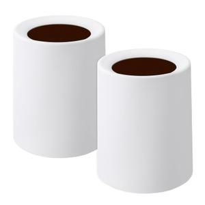 2 Pack Round Modern Trash Can Bedroom, 3Gal/12L Bathroom Trash Can Hidden Bag, Open Top Trash Bin Round Plastic, Minimalist White Garbage Can with Inner Bucket (with 2 Handles) for Kitchen Office
