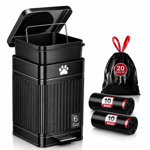 Dog Poop Trash Can Outside - 22L/6Gal Large Outdoor Trash Can with Lid