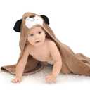 Touchat Hooded Baby Towels, Soft and Hypoallergenic Baby Bath Towels with Hood for Toddler Infant Newborn, Large and Absorbent Toddler Towels for Baby Boy Girl (Puppy, 35.1''x35.1'') (Dog)