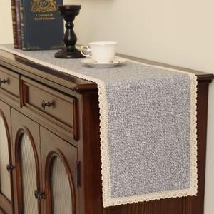 Boho Dresser Cover Top: Gray Handwoven Cotton Dresser Runner for Bedroom Furniture, Non-Slip Farmhouse Dresser Scarf and Scarves,Mashine Washable(12x48 inches)