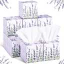 Fourluoo 12 Pack Fall Lavender Facial Tissues Cube Boxes 600 Sheets 3 Ply Small Purple Flower Floral Face Tissues Bulk for Autumn Car Bedroom Supplies