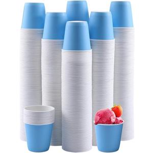 Turbo Bee 600 Pack 3 oz Disposable Paper Cups,Hot/Cold Beverage Drinking Cup,Small Blue Paper Cups for Bathroom and Mouthwash