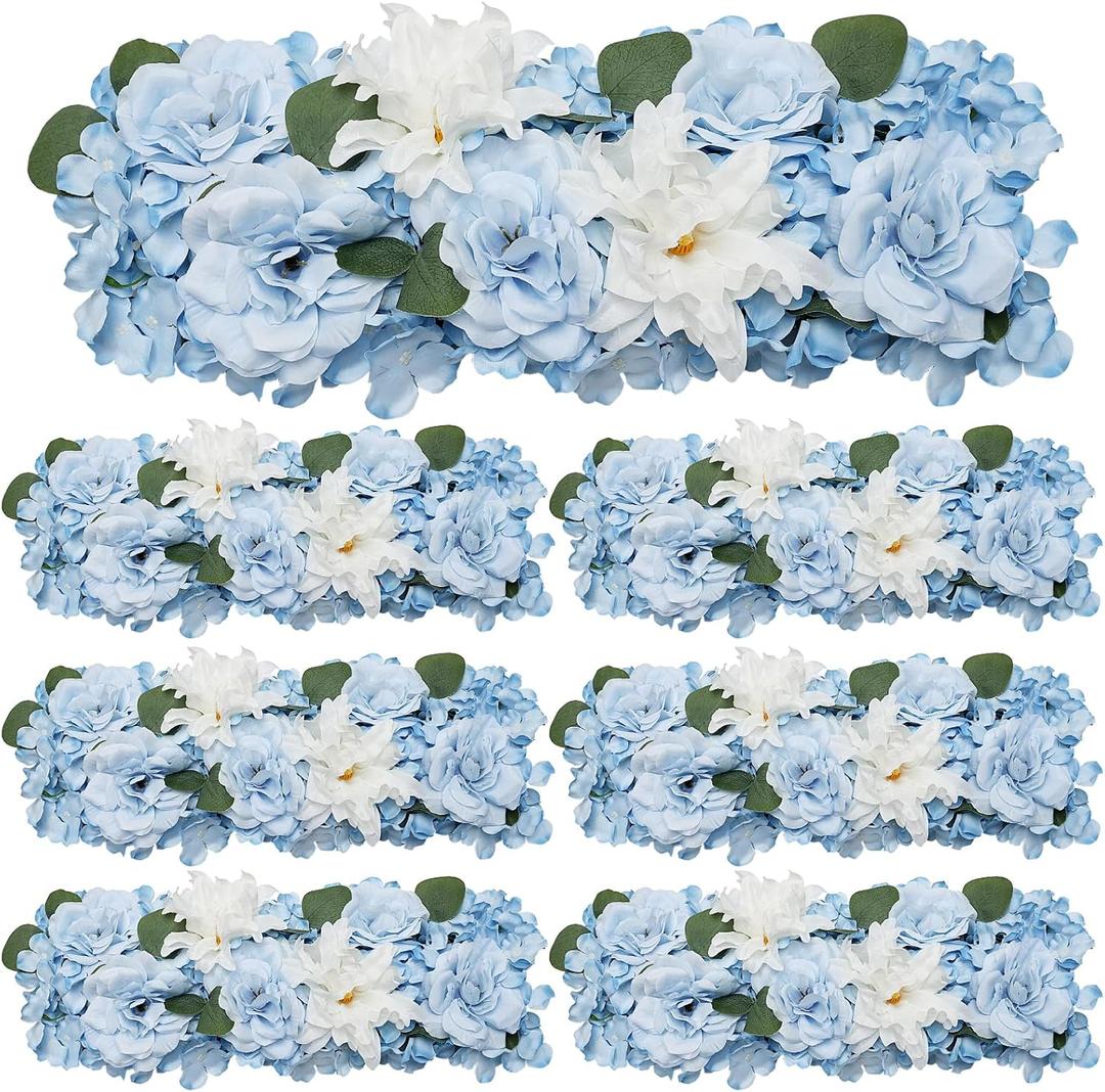 Pack of 6 Wedding Arch Decorations, 19.7 inch Artificial Flower Table Centerpieces Floral Arrangement for Wall Backdrop Party Bridal Shower Event Decor - Blue