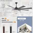 ZMISHIBO 72 inch Large Ceiling Fans with Lights and Remote, Indoor/Outdoor Black Modern Ceiling Fan for Kitchen Living Room Patio, 6 Speed Reversible Quiet DC Motor, 3 CCT, Dual Finish 8 Blades