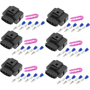 uxcell 6 Set 4 Pin No.1J0973724 Ignition Coil Coilpack Connector Adapter Plug Clip Kit Replacement for VW for Audi for Seat for Skoda