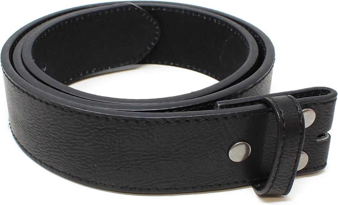 BC Belts Leather Belt Strap with Vintage Distressed Texture 1.5" Wide with Snaps and without Buckle (Large (35-36), Black)