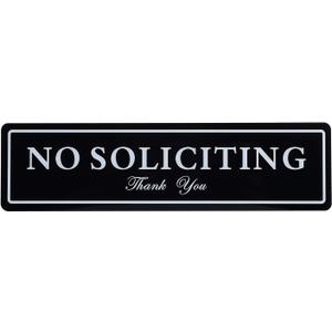 Kichwit No Soliciting Sign with Magnets on The Back, 8.7 x 2.3 Inches, No Soliciting Magnet for Door, Keeps Unwanted Visitors Away, Double Sided Adhesive Included (Black)
