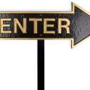 6" x 15.5" Right Arrow Enter Statement Plaque Sign with Lawn Stake - Black/Gold