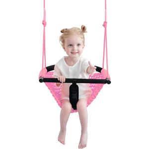 Toddler Swing & 2-in-1Baby Swing - Adjustable Rope Swing Seat for Kids Indoor & Outdoor Durable Backyard Swing Set for Infants & Toddlers(Pink)