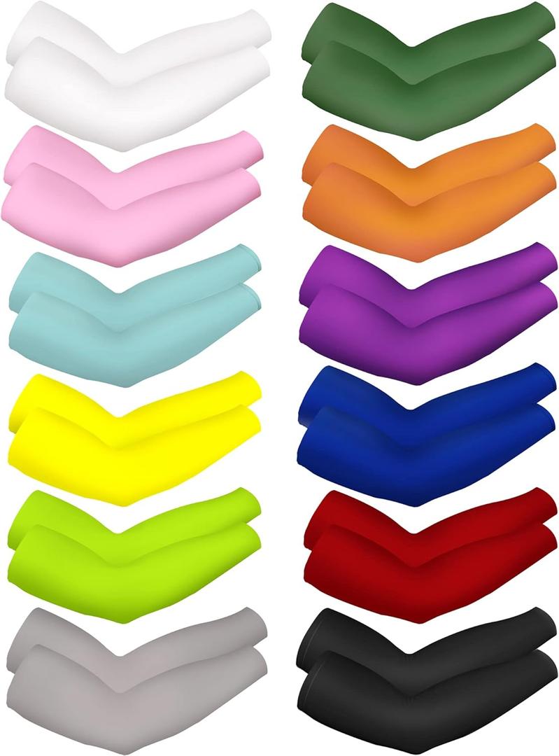 Bememo 12 Pairs Unisex UV Protection Sleeves Long Arm Cooling Cover Sleeves