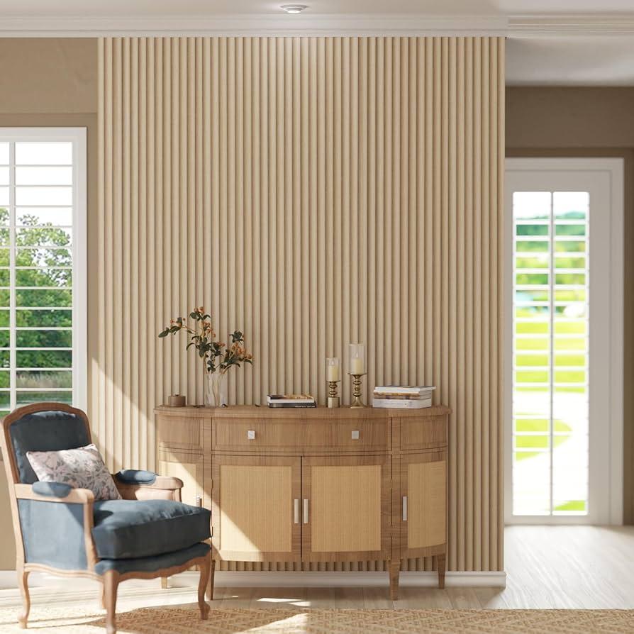 Oxdigi Wooden Slat Peel and Stick Wallpaper - Self-Adhesive Contact Paper with 3D Effect | Waterproof & Removable | PVC Contact Paper for Countertops