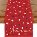 Artoid Mode Red Stars America Patriotic Memorial Day 4th of July Table Runner, Independence Day Holiday Kitchen Dining Table Decor for Home Party Decoration 13 x 72 Inch