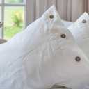 Organic 100% Linen Square Cushion Covers & Standard Queen / King Pillow Shams in Ivory, 20"x30" Queen