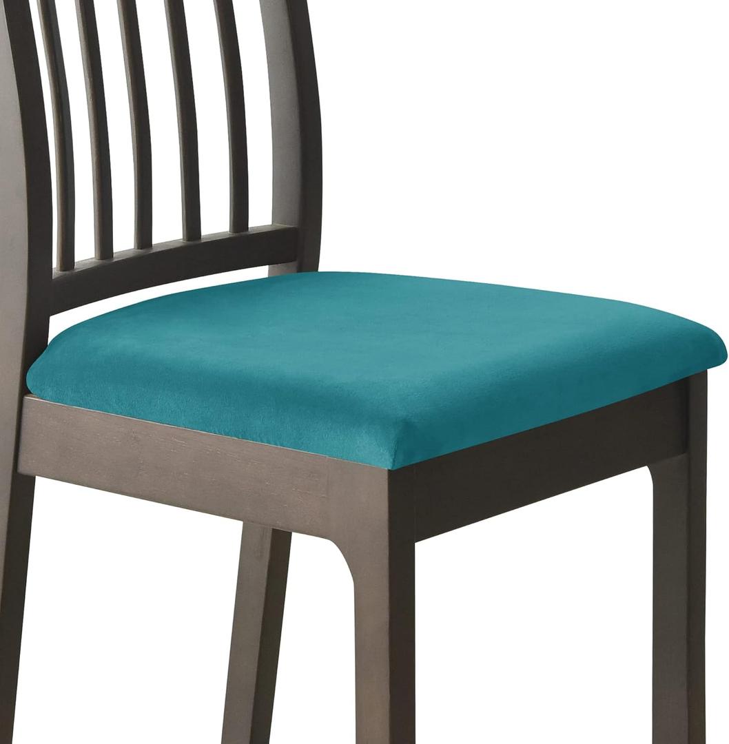 Deisy Dee Velvet Seat Covers for Dining Room Chairs, Chair Covers for Dining Room Set (4, Turquoise)
