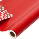 American Greetings Jumbo Reversible Red Wrapping Paper Roll for Christmas, Valentine's Day or Any Occasion (175 sq. ft., 1 Extra Large Roll-30 in. x 70 ft.) White Polka Dots