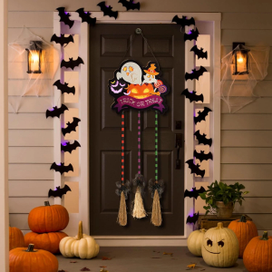 Witches Broom Halloween porch decor Wall Decor 3Pcs Broom alloween Ghost Halloween Party Decorations Indoor,outdoor Built-in led light sign
