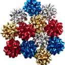 Hallmark Holiday Gift Bow Assortment (12 Bows) Sparkly Red, Blue, Gold, Silver for Christmas, Hanukkah, Birthdays, Weddings, Bridal Showers (Bright Metallic, 12 Count)