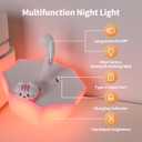 LED Umbrella Night Light, Rechargeable Touch Lamp for Nursery, Bedside Lamp with Cute Animal Design, White (Pink)