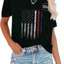 American Flag Patriotic T-Shirt Women 4th of July Gift Shirt USA Flag Stars Stripes Graphic Short Sleeve Casual Tops (Black, XL)