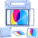 YIHE Kids Case for iPad (A16) 11th Generation 11 Inch 2025 & iPad 10th Generation 10.9 inch 2022, with Built-in Screen Protector and Handle Stand, Full Body Shockproof Protective Cover, LightBlue