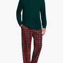 Gerber Mens Pajama Set Sleepwear Pjs Set Long Sleeve Shirts Plaid Pj Pants 2 PCS Loungewear Set with Pockets L