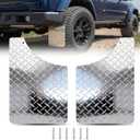 Otooling 2 Pcs Aluminum Diamond Plate Truck Mud Flaps, Silver, 19 × 11 Inch