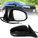 Right Passenger side Mirror Fits 2014-2019 Toyota Highlander With Power Glass, Heated,Turn Signal and Manual Folding,Without Blind Spot Match Black Replace 87910-0E140(6Pins)