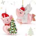 Vercraft 2 Pcs Pig Hanging Christmas Ornaments 4 Inch Large Resin Pig Decor for Christmas Tree Dollhouse Party Favors Gift Stocking Stuffers