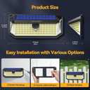 TECKNET 416 LED Solar Lights Outdoor Waterproof, 4200lm 300° Angle & 3 Lighting Modes Motion Sensor Outdoor Lights,2 Pack Solar Powered Flood Wall Lights for Home Patio Fence Yard Deck Garage Street