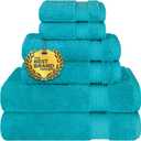 Cotton Paradise 100% Cotton Turkish Towel Set, Soft Absorbent Quick Dry, 6 Piece Towel Set, Ocean Aqua