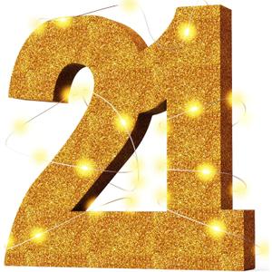Usongshine Happy 21st Birthday Decorations Anniversary Decorations 21st Centerpiece Table Decorations for Men Women(30 * 30 * 3cm) (Gold)