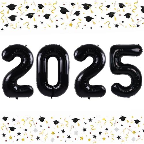 Smlpuame 40 Inch 2025 Balloons Black, LargeFoil Number Balloons for Happy New Years Festival Celebration Party Supplies Class of 2025 Graduation Decorations,Set of 2