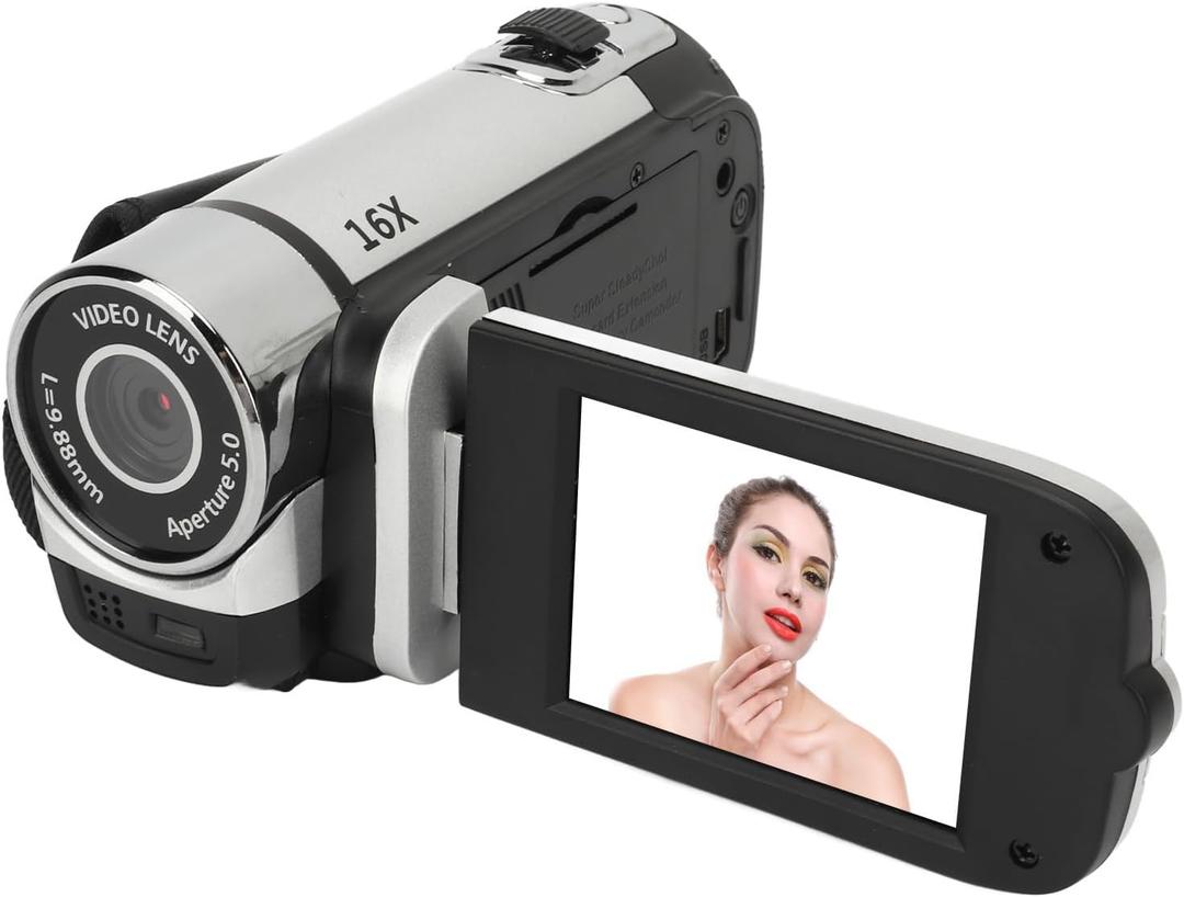 Bewinner D90 Digital Video Camera - 1080P 16MP Handheld Video Camcorder 16x Digital Zoom Video Camera with 2.7in TFT Rotatable Screen, HD Video Recorder Camera with Fill Light (Silver)