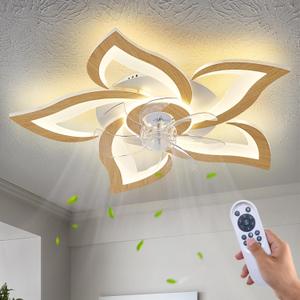 24" Wooden Geometric Ceiling Fan with Lights Remote Control, 3 Light Color 6 Speeds Low Profile Flush Mount Ceiling Fan for Kitchen Bedroom Living Room 24" Wooden Geometric Ceiling Fan with Lights Remote Control, 3 Light Color 6 Speeds Low Profile Flush Mount Ceiling Fan for Kitchen Bedroom Living Room