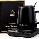 Coffee Mug Warmer Set for Gift: 36W Electric Smart Coffee Cup Warmer with 12 Mode Timer for Desk, Black 9 Mode Temperature Control Display Coffee Warmer Set Gift for Women Mom Men Coffee Lover, 14oz