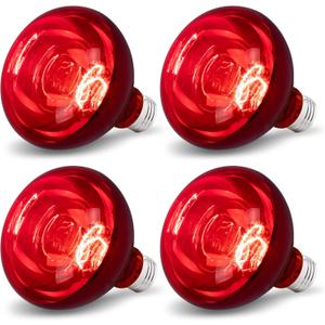 4 Pack 250W Heat Lamp Bulbs for Chicks, R40 Red Heat Lamp for Chickens, Infrared Heating Bulbs for Brooder Heater, I Incandescent Heat Bulb for Pet, Bathroom, Food