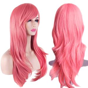 Akstore 28 inch Fashion Wigs Long Wavy Curly Hair Cosplay Wig (Pink)