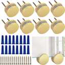 Frameless Mirror Mounting Hardware Kit Zinc Alloy Mirror Holder Clips Round Shape Dual-Screw Fixing Mirror Glass Hanging Bracket with Screws and Anchors Fit for 3-5mm Thickness (Golden, Set of 8 )