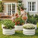 WILLOW WEAVE 4 Pcs Round Raised Garden Bed Outdoor, 2x2x1ft Circle Garden Bed, Galvanized Raised Planter Box for Gardening, Metal Raised Beds for Flower, Vegetable, Herb, White