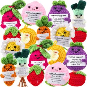 18 Pcs Mixed Positive Animal Emotional Dolls Bulk Encouragement Emotional Knitted Crochet Gifts with Positive Words for Friends Coworker Decorations for Home Office