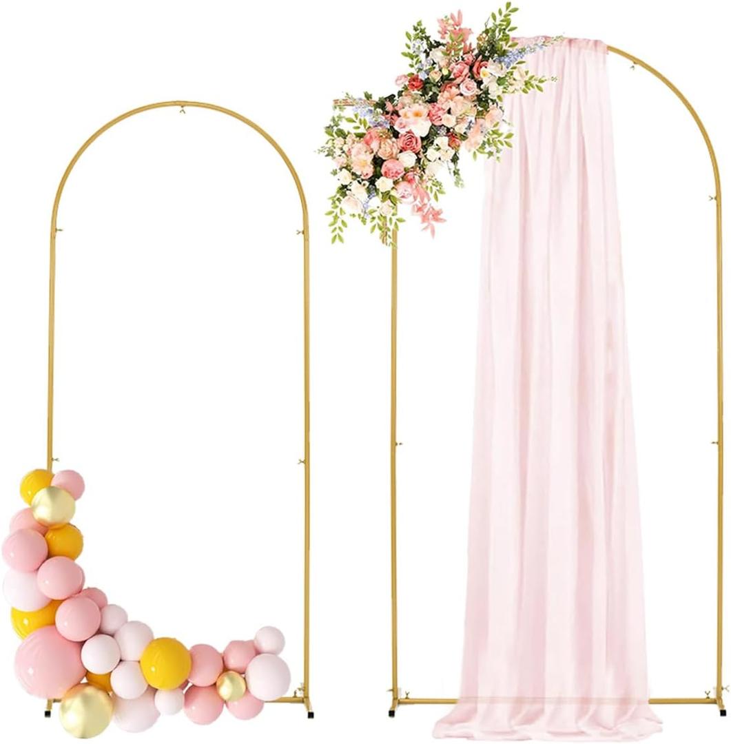 Wedding Arch Backdrop Stand,6.6FT,6FT Wedding Arch Frame for Party Gold Metal Arch Stand Set of 2 for Wedding Ceremony Baby Shower Graduation Decoration