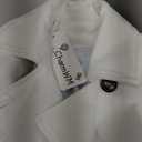 Girls Coat Double Breasted Notched Collar Wool Blend Long Trench Coat Winter Warm Peacoat Dress Coat with Pockets (9-10 Years, White)