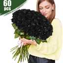 60 Pcs Artificial Roses Bulk Velvet Silk Black Roses Roses for Wedding Centerpieces Bridal Bouquet Mohter's Day Valentine's Day Halloween Home Decor(60, Black)