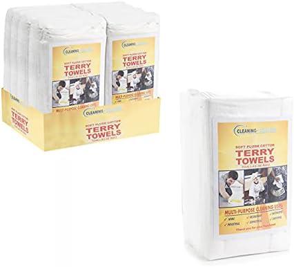 Commercial Grade Soft Plush Cotton Terry Towels, White, 150 count