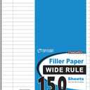 Top Flight Filler Paper, 10.5 x 8 Inches, Wide Rule, 150 Sheets (12119)