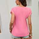 Women's Dressy Casual Shirt Sleeveless V-Neck Button Down Work Tops Business Casual Summer Tops (Pink, L)