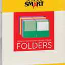 School Smart Smooth 2 Pocket Portfolio with Fasteners - 8 1/ 2 x 11 in - Pack of 25 - Assorted Colors