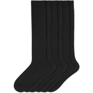 HUE Womens Flat Knit Knee High Cotton Boot Causal Dress Long Calf Socks (One Size, Black)